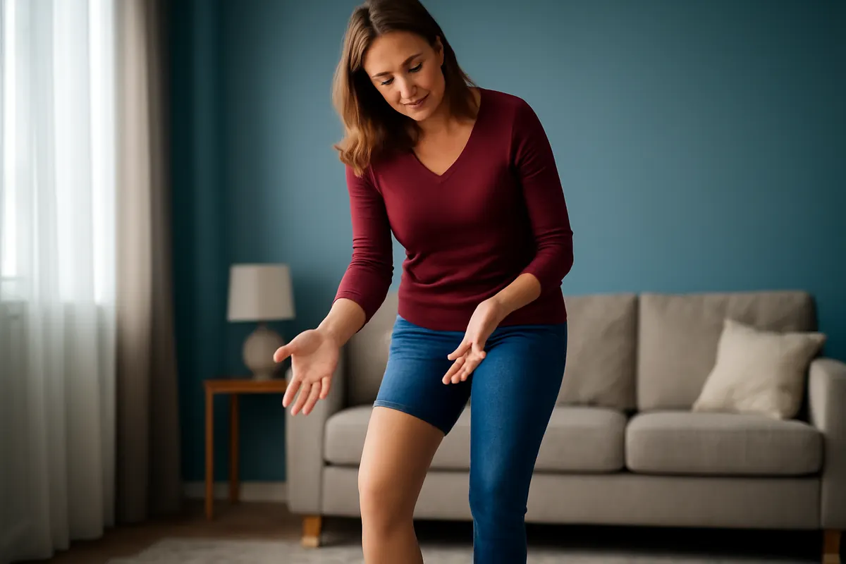 mulher explicando o que são meias de compressão para varizes